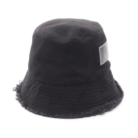 Loewe Hat Frayed Bucket Hat Leather Logo Patch Black Denim main image 6